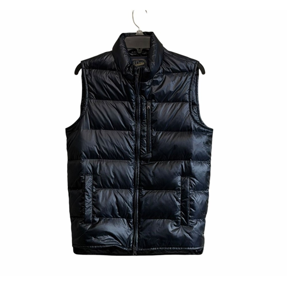 J Crew Vintage Down Puffer Vest Mens XS Navy Quilted Duck Down Pockets